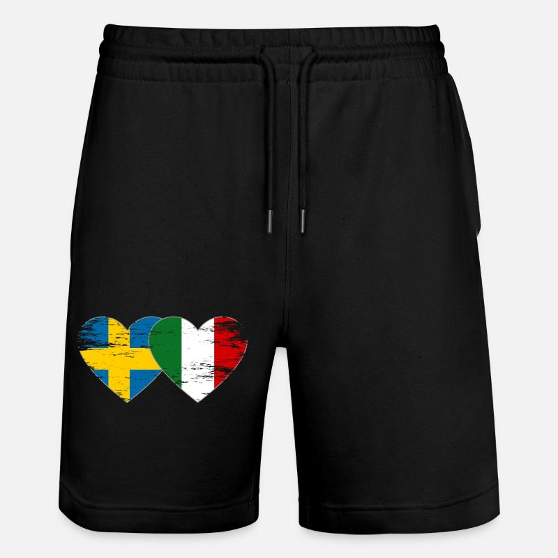 Suède Italie Drapeau Coeur utilisé - Short de jogging bio TRAINER Stanley/Stella unisexe - noir