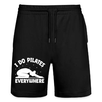 Amateurs de Pilates Je fais du Pilates partout - Short de jogging bio TRAINER Stanley/Stella unisexe - noir - Devant - Nik (191cm) & Marisol (170cm)