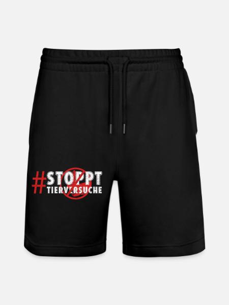 Animal welfare STOP ANIMAL TESTING FUNNY - Stanley/Stella Trainer Unisex Organic Jogging Shorts - black