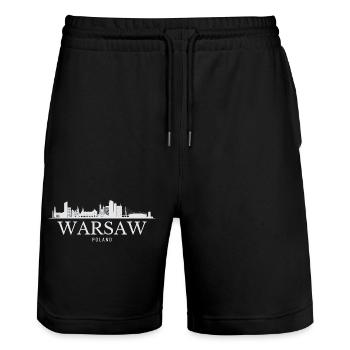 Horizon de Varsovie, Varsovie Pologne - Short de jogging bio TRAINER Stanley/Stella unisexe - noir - Devant - Nik (191cm) & Marisol (170cm)