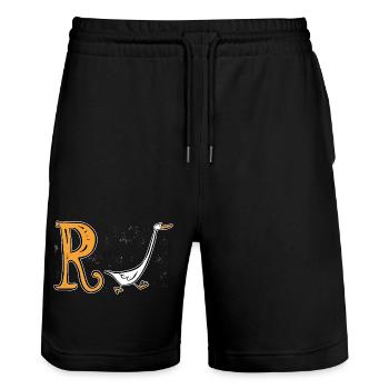 Pension Duck - Retirement - Pension - Stanley/Stella Trainer Unisex Organic Jogging Shorts - black - Front - Nik (191cm) & Marisol (170cm)