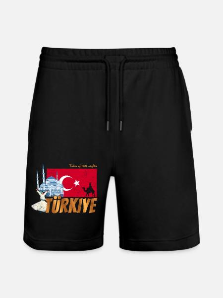 Türkiye Istanbul Vintage Flaga Turcja Sovenir - Ekologiczne spodenki dresowe typu unisex Stanley/Stella Trainer  - czarny
