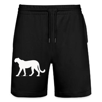 Cheetah animal - Stanley/Stella Trainer Unisex Organic Jogging Shorts - black - Front - Nik (191cm) & Marisol (170cm)