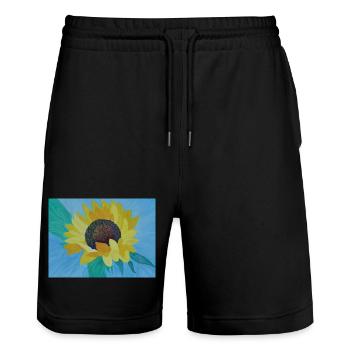 Sonnenblume Bunte Malerei Kunst - Stanley/Stella Unisex Bio Joggingshorts Trainer  - Schwarz - Vorne - Nik (191cm) & Marisol (170cm)