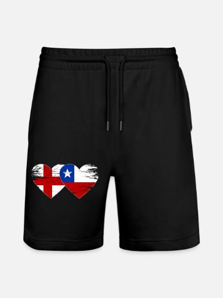 Angleterre Drapeau du Chili coeur utilisé - Short de jogging bio TRAINER Stanley/Stella unisexe - noir