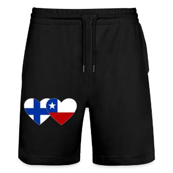 Finlande Chili Drapeau Coeur - Short de jogging bio TRAINER Stanley/Stella unisexe - noir - Devant - Nik (191cm) & Marisol (170cm)