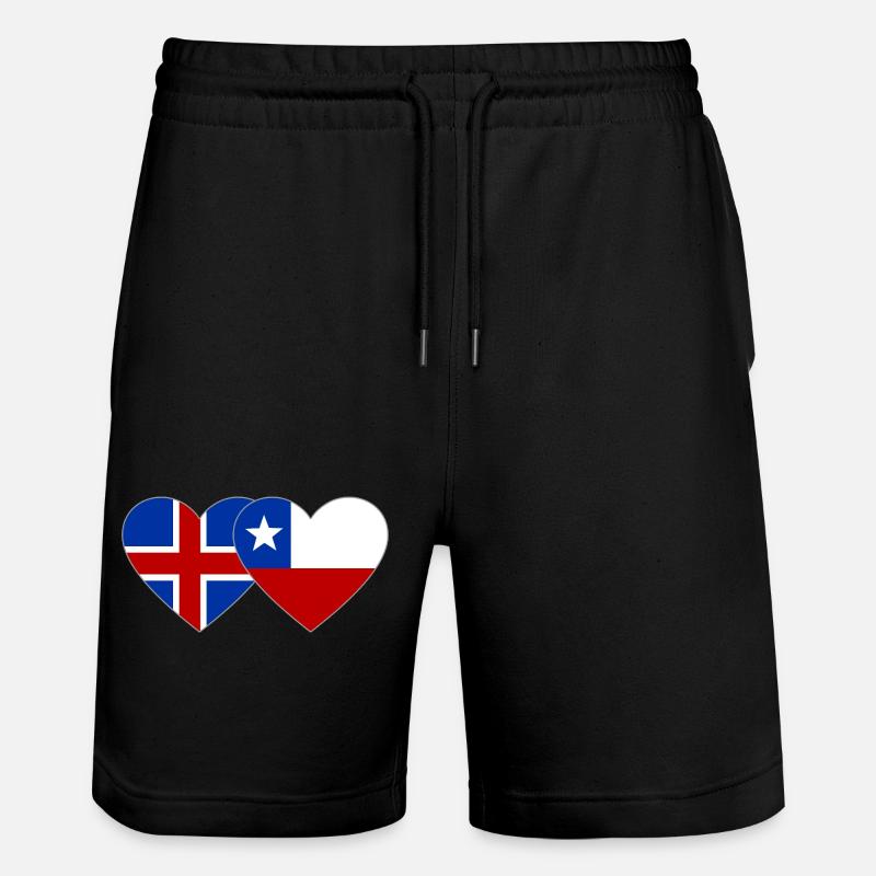Islande Chili Drapeau Coeur - Short de jogging bio TRAINER Stanley/Stella unisexe - noir