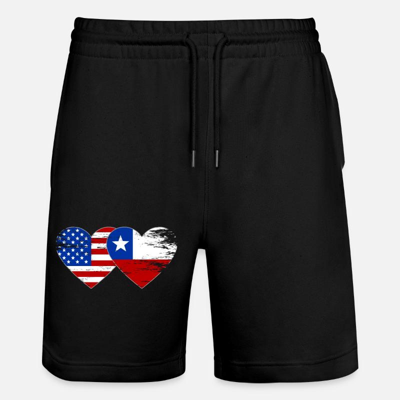 États-Unis Chili Drapeau Coeur - Short de jogging bio TRAINER Stanley/Stella unisexe - noir