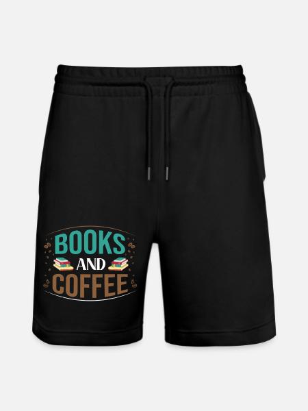 Books and Coffee Motif - Stanley/Stella Trainer Unisex Organic Jogging Shorts - black