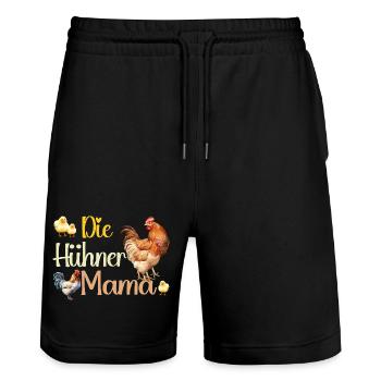Die Hühner Mama Muttertag Mutterschaft Mama - Stanley/Stella Unisex Bio Joggingshorts Trainer  - Schwarz - Vorne - Nik (191cm) & Marisol (170cm)