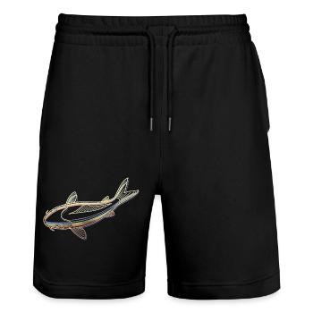 Poisson koï irisé - Coloré et élégant - Short de jogging bio TRAINER Stanley/Stella unisexe - noir - Devant - Nik (191cm) & Marisol (170cm)