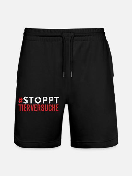 Animal Testing STOPS ANIMAL TESTING Lustigse - Stanley/Stella Trainer Unisex Organic Jogging Shorts - black