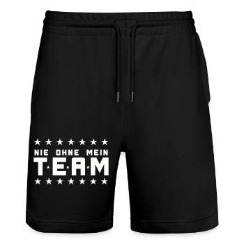 My Team - Stanley/Stella Trainer Unisex Organic Jogging Shorts - black - Front - Nik (191cm) & Marisol (170cm)