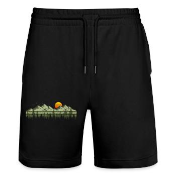 Berge Wald Natur Bäume Outdoor Naturliebhaber - Stanley/Stella Unisex Bio Joggingshorts Trainer  - Schwarz - Vorne - Nik (191cm) & Marisol (170cm)