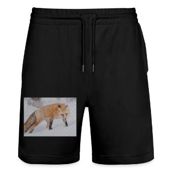 Snow Fox Pixel Art - Stanley/Stella Trainer Unisex Organic Jogging Shorts - black - Front - Nik (191cm) & Marisol (170cm)