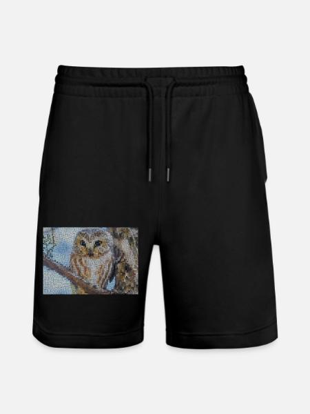 Nocturnal Owl Mosaic - Stanley/Stella Trainer Unisex Organic Jogging Shorts - black