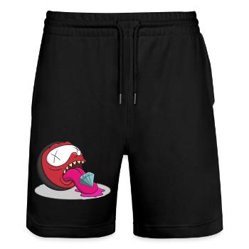 Diamond Tong Monster Cartoon - Stanley/Stella Trainer Unisex Organic Jogging Shorts - black - Front - Nik (191cm) & Marisol (170cm)