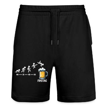 Friday Weekend Beer Lovers Beer Drinkers - Stanley/Stella Trainer Unisex Organic Jogging Shorts - black - Front - Nik (191cm) & Marisol (170cm)