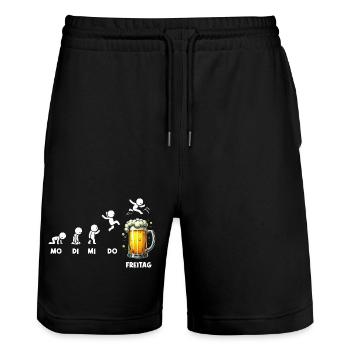 Friday Weekend Beer Lovers Beer Drinkers - Stanley/Stella Trainer Unisex Organic Jogging Shorts - black - Front - Nik (191cm) & Marisol (170cm)