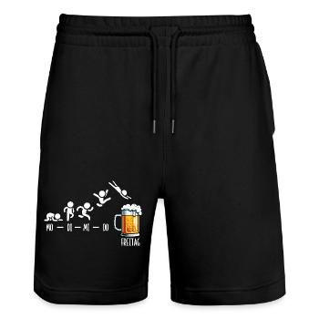 Friday Weekend Beer Lovers Beer Drinkers - Stanley/Stella Trainer Unisex Organic Jogging Shorts - black - Front - Nik (191cm) & Marisol (170cm)