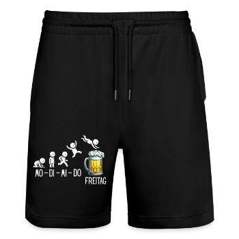 Friday Weekend Beer Lovers Beer Drinkers - Stanley/Stella Trainer Unisex Organic Jogging Shorts - black - Front - Nik (191cm) & Marisol (170cm)