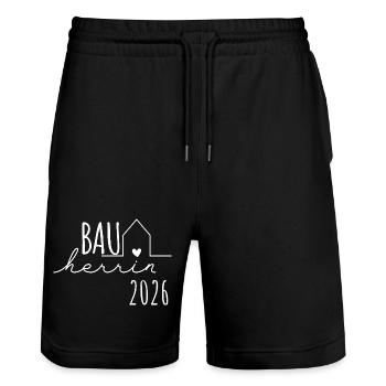 Constructeur 2026 - Builders Partnerlook Hausbau - Short de jogging bio TRAINER Stanley/Stella unisexe - noir - Devant - Nik (191cm) & Marisol (170cm)