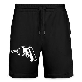 Phaser Pistol Space – Geek & Sci-Fi T-Shirt - Stanley/Stella Trainer Unisex Organic Jogging Shorts - black - Front - Nik (191cm) & Marisol (170cm)