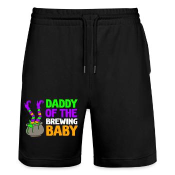 Gender Reveal Halloween Werdender Papa - Stanley/Stella Unisex Bio Joggingshorts Trainer  - Schwarz - Vorne - Nik (191cm) & Marisol (170cm)