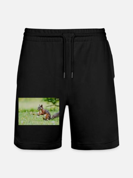 Squirrel Mosaic in the grass field - Stanley/Stella Trainer Unisex Organic Jogging Shorts - black