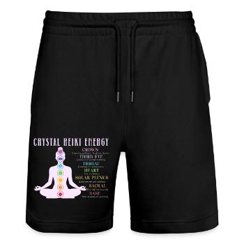 Cristal Reiki Chakra Énergie Reiki Yoga - Short de jogging bio TRAINER Stanley/Stella unisexe - noir - Devant - Nik (191cm) & Marisol (170cm)