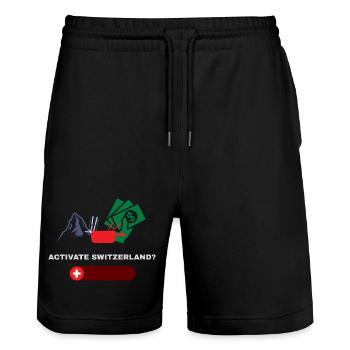 Activate Switzerland – Alpen, Käse & Cash Mode - Stanley/Stella Unisex Bio Joggingshorts Trainer  - Schwarz - Vorne - Nik (191cm) & Marisol (170cm)