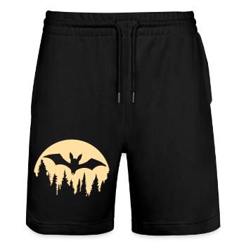 Chauve-souris Silhouette Cool Lune Forêt Halloween Fun - Short de jogging bio TRAINER Stanley/Stella unisexe - noir - Devant - Nik (191cm) & Marisol (170cm)