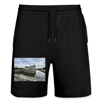 Château de Vaux le Vicomte  - Short de jogging bio TRAINER Stanley/Stella unisexe - noir - Devant - Nik (191cm) & Marisol (170cm)