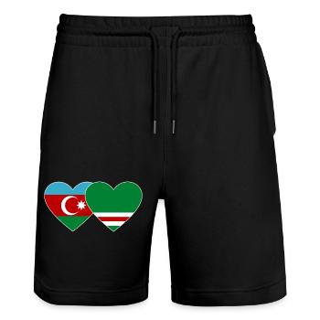 Azerbaïdjan Tchétchénie Drapeau Coeur - Short de jogging bio TRAINER Stanley/Stella unisexe - noir - Devant - Nik (191cm) & Marisol (170cm)