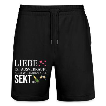 Liebe ist ausverkauft wir hätten noch Sekt da - Short de jogging bio TRAINER Stanley/Stella unisexe - noir - Devant - Nik (191cm) & Marisol (170cm)