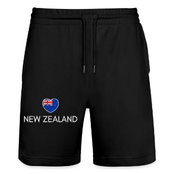 Cœur avec drapeau néo-zélandais - Short de jogging bio TRAINER Stanley/Stella unisexe - noir - Devant - Nik (191cm) & Marisol (170cm)