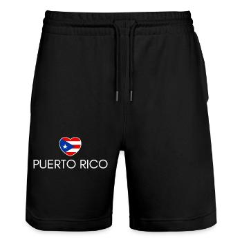 Cœur avec le drapeau de Porto Rico - Short de jogging bio TRAINER Stanley/Stella unisexe - noir - Devant - Nik (191cm) & Marisol (170cm)