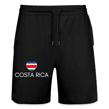 Heart with Costa Rican flag - Stanley/Stella Trainer Unisex Organic Jogging Shorts - black - Front - Nik (191cm) & Marisol (170cm)