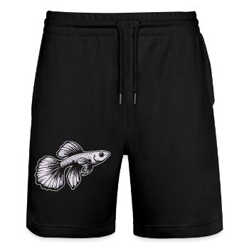 White Guppy Design – Aquarium Fish - Stanley/Stella Trainer Unisex Organic Jogging Shorts - black - Front - Nik (191cm) & Marisol (170cm)