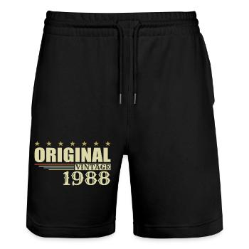 1988 Birthday 1988 - Stanley/Stella Trainer Unisex Organic Jogging Shorts - black - Front - Nik (191cm) & Marisol (170cm)