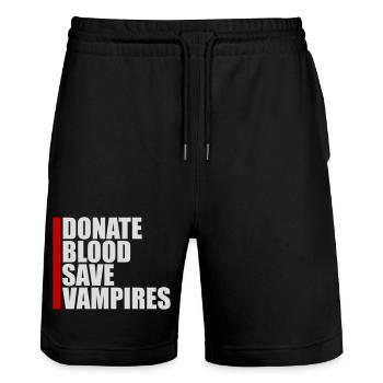 Donate Blood Donate Blood Save Vampires Halloween - Stanley/Stella Trainer Unisex Organic Jogging Shorts - black - Front - Nik (191cm) & Marisol (170cm)