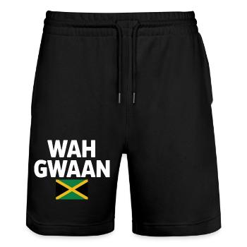 Wah Gwaan T-shirt drapeau de la Jamaïque - Short de jogging bio TRAINER Stanley/Stella unisexe - noir - Devant - Nik (191cm) & Marisol (170cm)