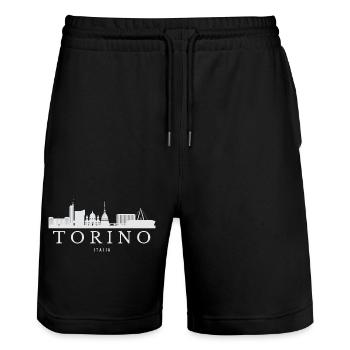 Turin Skyline, Turin Italie - Short de jogging bio TRAINER Stanley/Stella unisexe - noir - Devant - Nik (191cm) & Marisol (170cm)