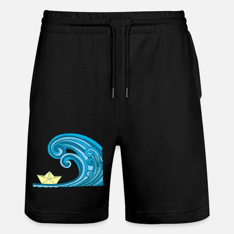 Bateau en papier et océan - Short de jogging bio TRAINER Stanley/Stella unisexe - noir