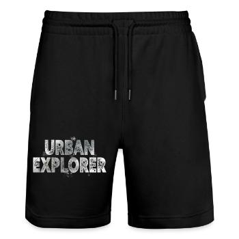 Explorateur urbain - Short de jogging bio TRAINER Stanley/Stella unisexe - noir - Devant - Nik (191cm) & Marisol (170cm)