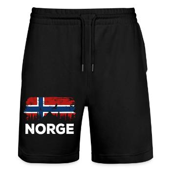 Norge - Drapeau de la Norvège - Cadeau Nature des Fêtes - Short de jogging bio TRAINER Stanley/Stella unisexe - noir - Devant - Nik (191cm) & Marisol (170cm)