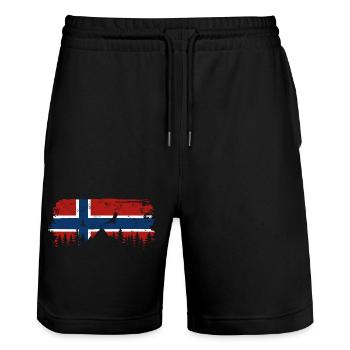 Norway Flag - Holiday Nature Gift - Stanley/Stella Trainer Unisex Organic Jogging Shorts - black - Front - Nik (191cm) & Marisol (170cm)