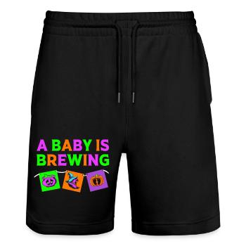 Gender Reveal Halloween - Stanley/Stella Unisex Bio Joggingshorts Trainer  - Schwarz - Vorne - Nik (191cm) & Marisol (170cm)