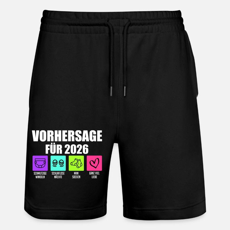 Bientôt maman PRÉDICTION 2026 Drôle - Short de jogging bio TRAINER Stanley/Stella unisexe - noir