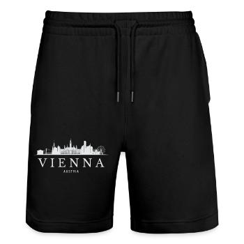 Silhouette de Vienne, Vienne Autriche - Short de jogging bio TRAINER Stanley/Stella unisexe - noir - Devant - Nik (191cm) & Marisol (170cm)
